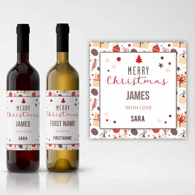 Merry Christmas Design 2 Personalised Wine