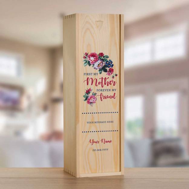 Happy Mother's Day Personalised Wooden Single Wine Box (INCLUDES WINE)