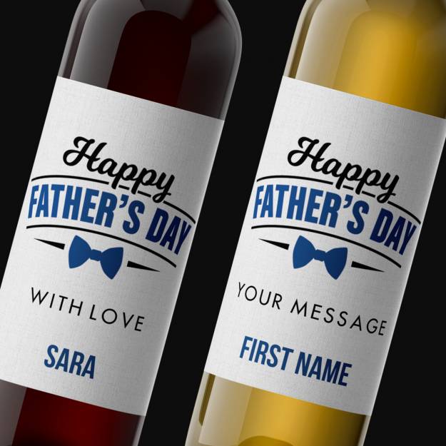 Happy Father's Day Bow Personalised Wine