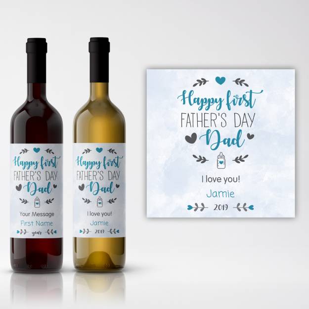 Happy First Father's Day Personalised Wine