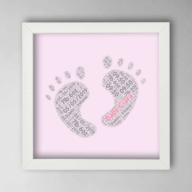 New Baby Feet Personalised Box Frame