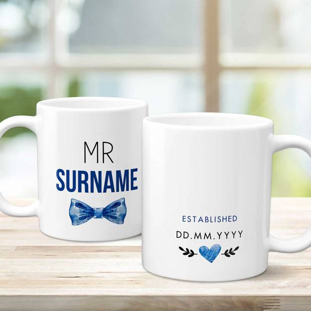 Blue Bow Tie Any Message Personalised Mug