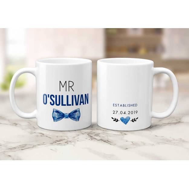 Blue Bow Tie Any Message Personalised Mug