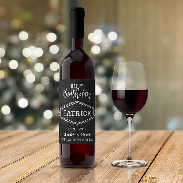 Happy Birthday Any Message Blackboard Personalised Wine