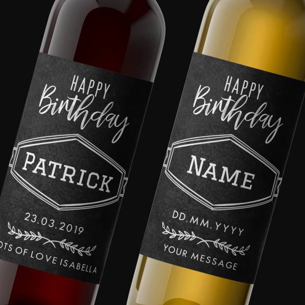 Happy Birthday Any Message Blackboard Personalised Wine