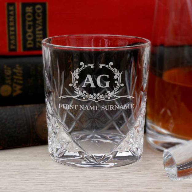 Name & Initials - Personalised Cut-Glass Whiskey Glass