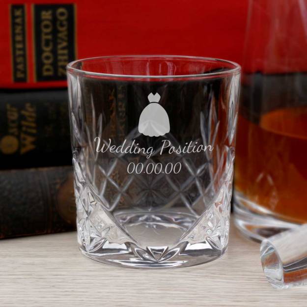 Wedding Dress - Personalised Cut-Glass Whiskey Glass