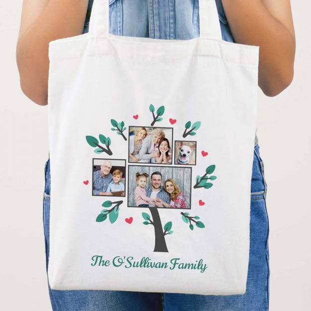 The Surname Family Tree Any Photo Personalised Tote Bag