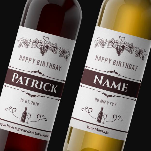 Happy Birthday Any Name Any Message Grapes Personalised Wine