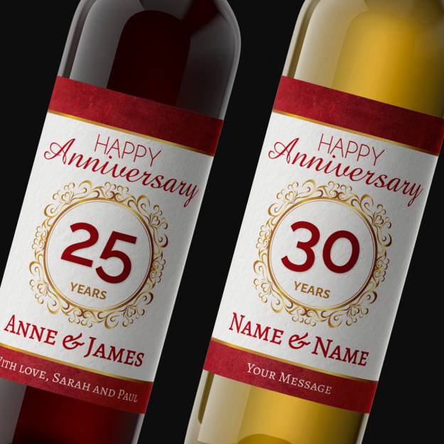 Happy Anniversary Red Personalised Wine