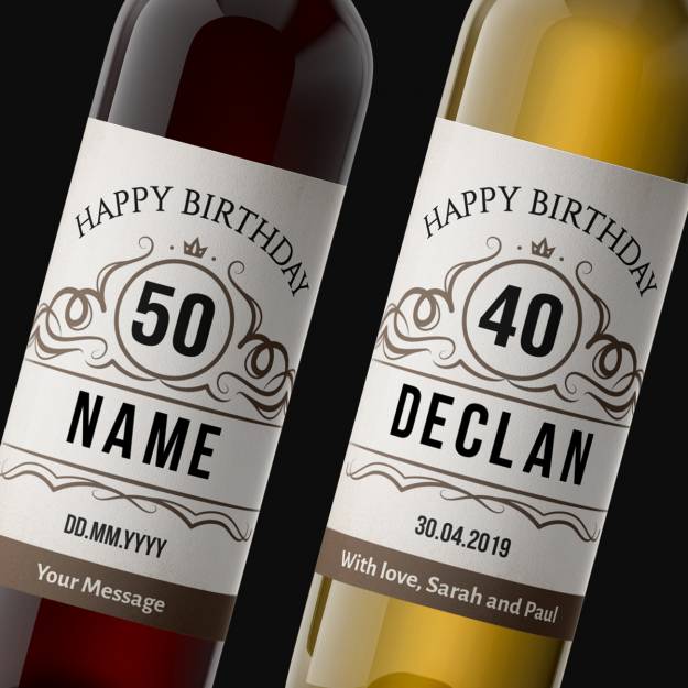 Happy Birthday Any Age, Name And Message Personalised Wine