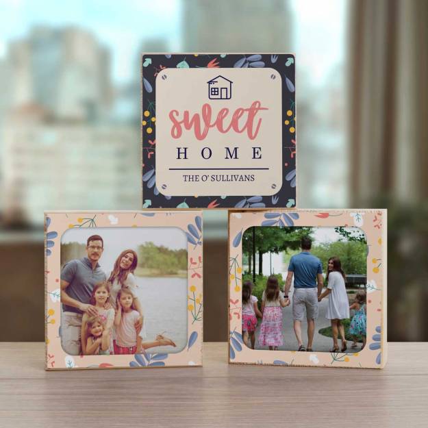 Personalised Wooden Photo Blocks - Home Sweet Home