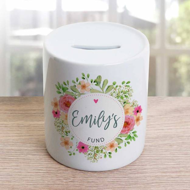 Any Name's Fund Flowers Personalised Money Jar