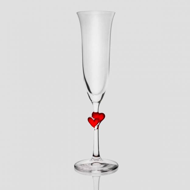 Monogram - Pair Of Personalised Red Hearts Champagne Flute