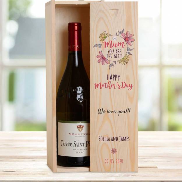 Mum You're The Best Personalised Wooden Single Wine Box
