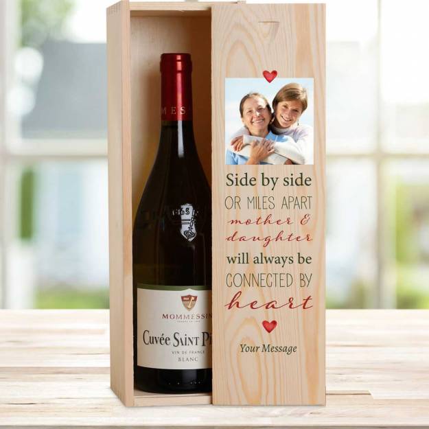Mother And Daughter Personalised Wooden Single Wine Box