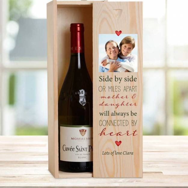 Mother And Daughter Personalised Wooden Single Wine Box