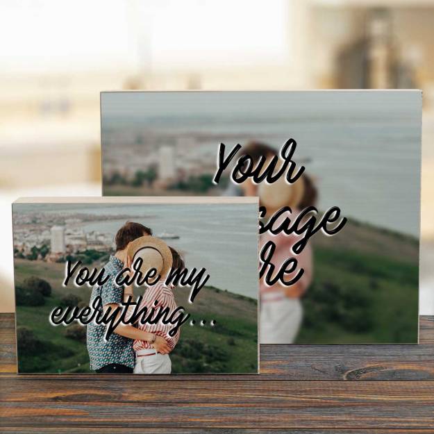 Any Photo And Message - Wooden Photo Blocks