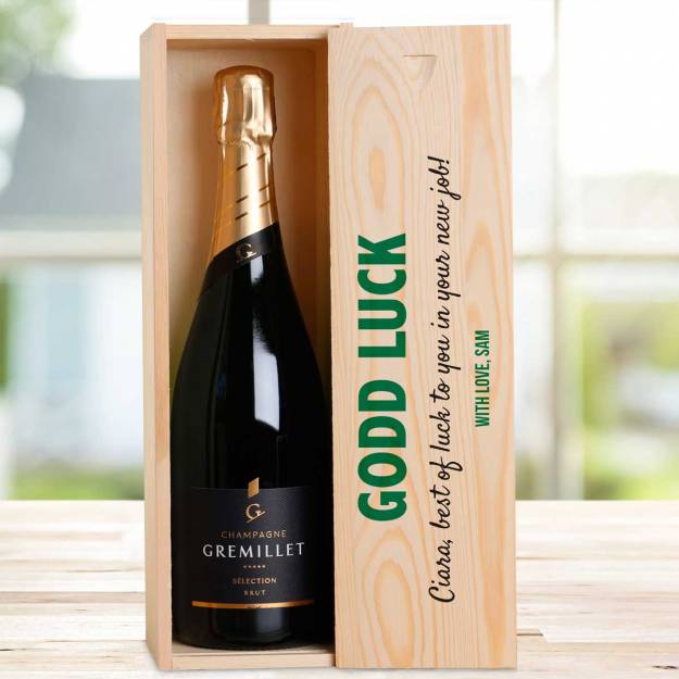 Good Luck Any Message - Personalised Single Champagne Box