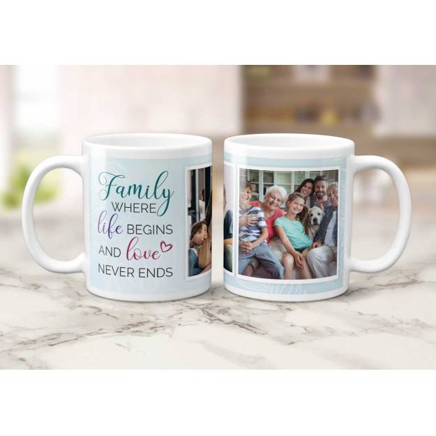 Family Any Text And 2 Photos - Personalised Mug