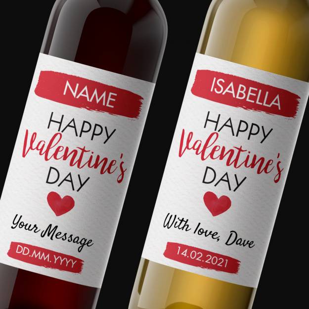 Happy Valentines Heart - Personalised Wine