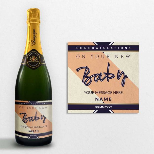 Congratulations On Your New Baby Personalised Champagne