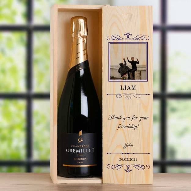 Any Message And Photo - Personalised Single Champagne Box