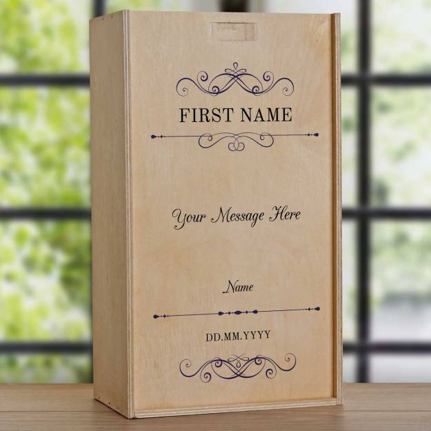 Any Message - Personalised Double Wooden Champagne Box