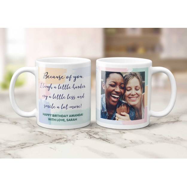 Because Of You Any Photo And Message - Personalised Mug