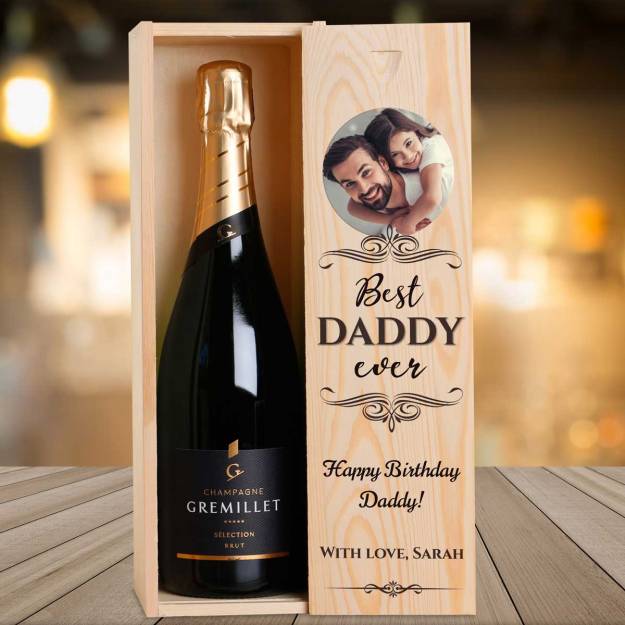 Any Photo Best Any Title Ever Black - Personalised Single Champagne Box
