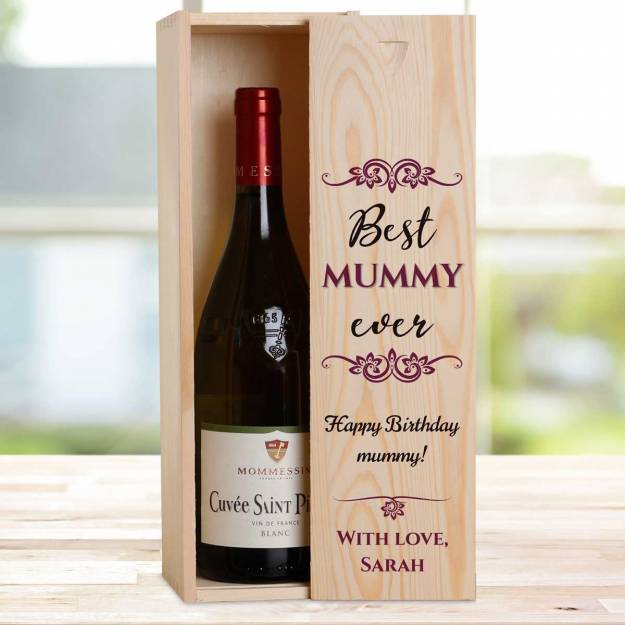 Best Any Title Ever Burgundy - Personalised Wooden Single Wine Box