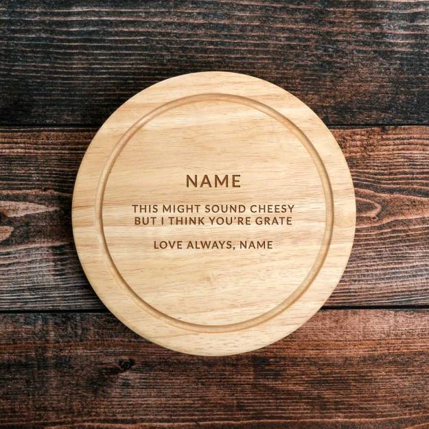 Cheesy Pun Engraved Circular Cheeseboard