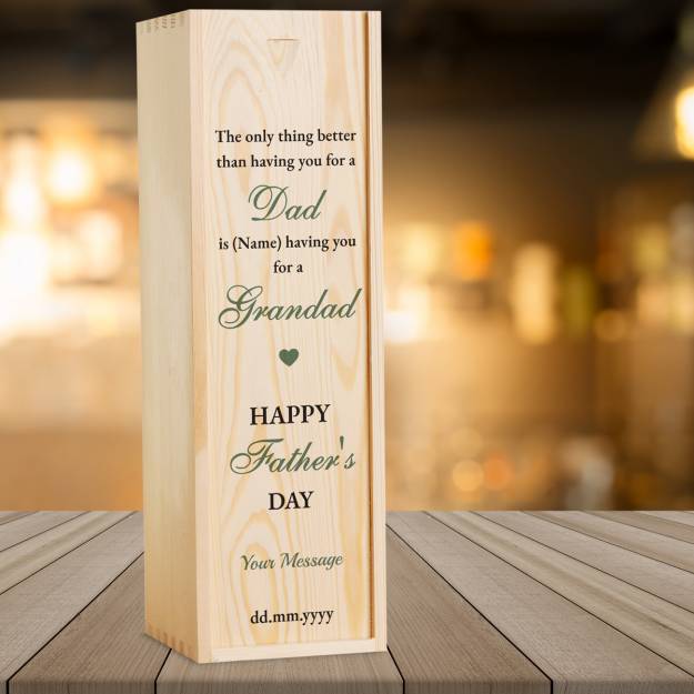 Any Message Happy Father's Day Dad and Grandad Green - Personalised Single Champagne Box