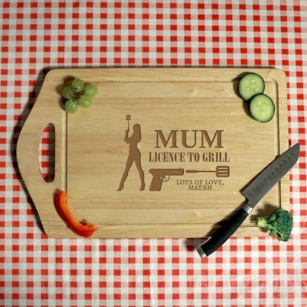 Name's Licence To Grill - Engraved Chopping Board