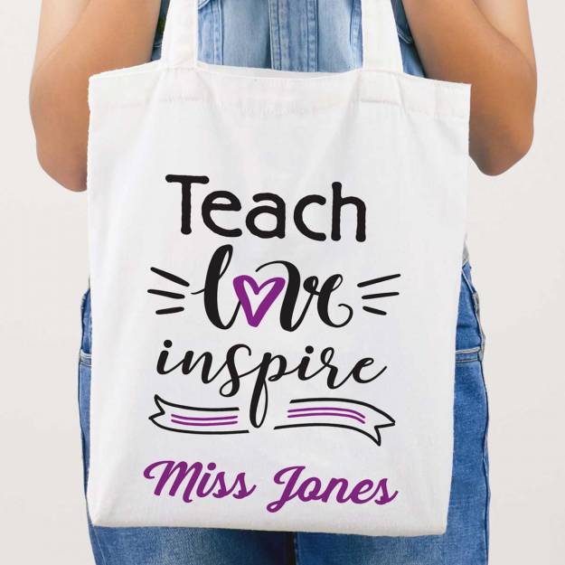 Teach Love Inspire Any Name Personalised Tote Bag