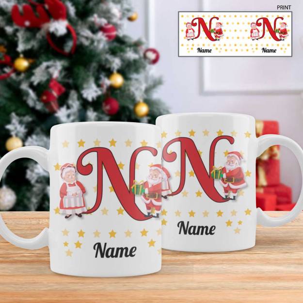 Any Initial And Name Chirstmas Mug - Personalised Mug