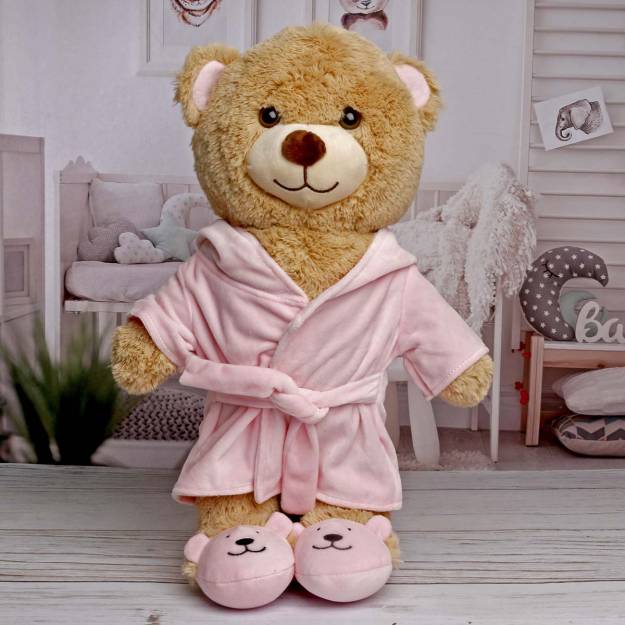 Plush Bear In Slippers & Hooded Robe - Personalised