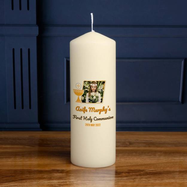 On Your First Communion Chalice Any Photo - Personalised Candle