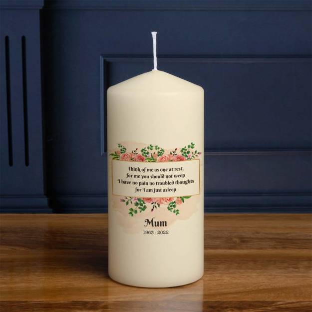 Memorial Poem For I Am Just Asleep Female - Personalised Candle