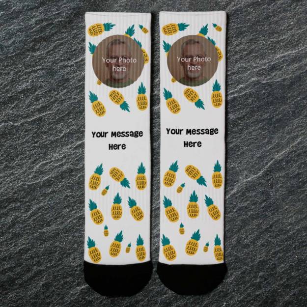 Pineapple Any Photo and Message - Personalised Socks
