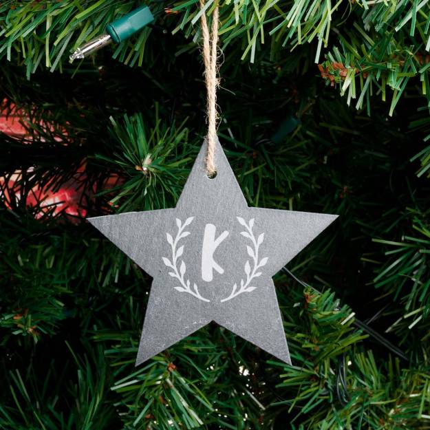 Any Initial - Personalised Star Slate Hanging Decoration