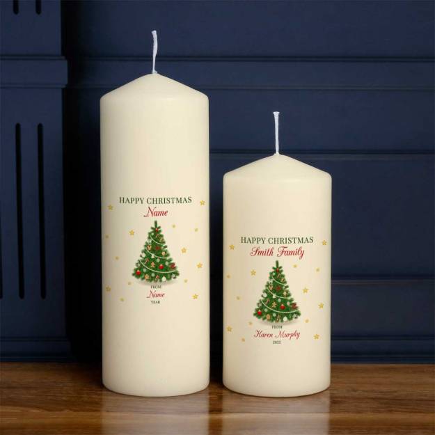 Happy Christmas Xmas Tree - Personalised Candle