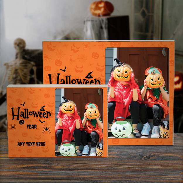 Any Photo And Message Halloween Year - Wooden Photo Blocks