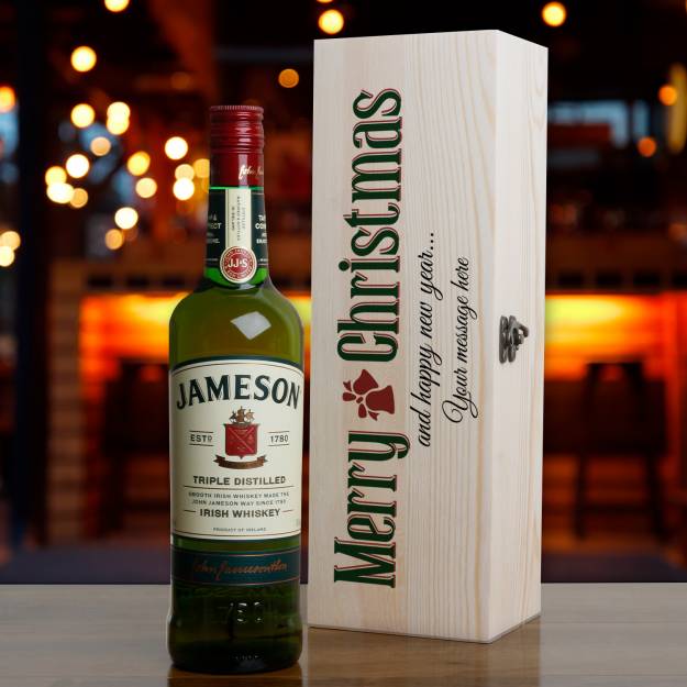 Merry Christmas - Personalised Whiskey Wooden Box