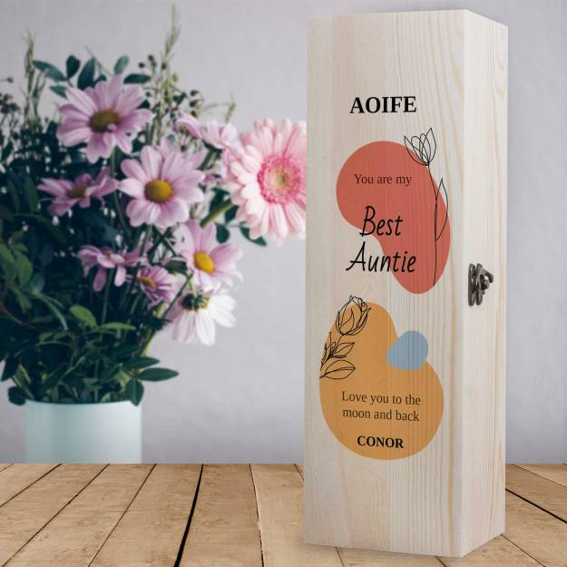 Any Name And Title Flowers Personalised Wooden Single Wine Box