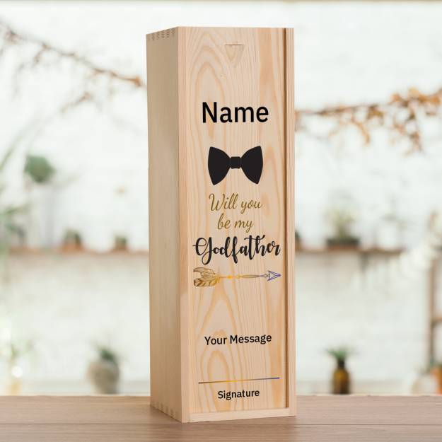 Will you be my Godfather? Personalised Wooden Single Wine Box