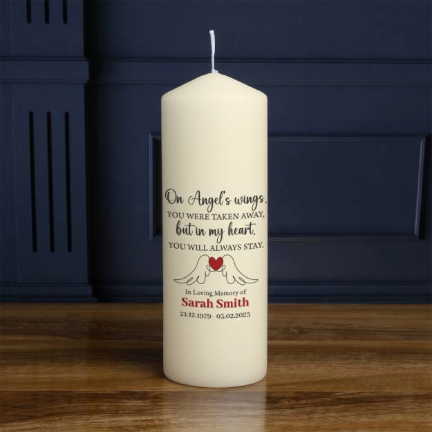 Memorial Poem On Angel's Wings - Personalised Candle