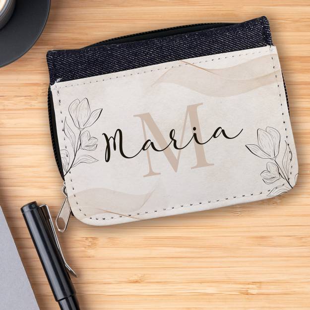 Any Initial and Name Floral Design - Jeans Personalised Wallet