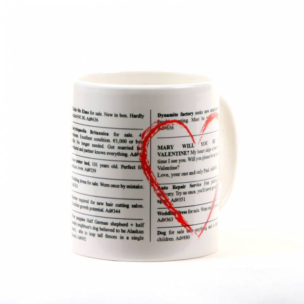 Will You Be My Valentine Classified Advert Mug