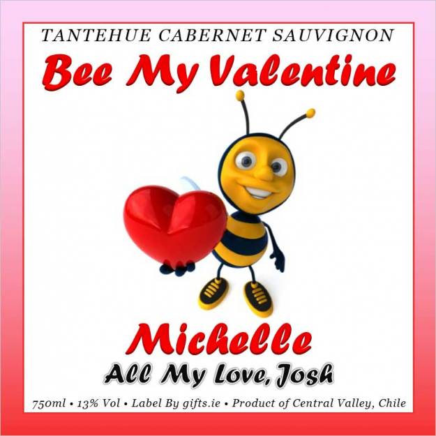 Bee My Valentine Personalised Wine